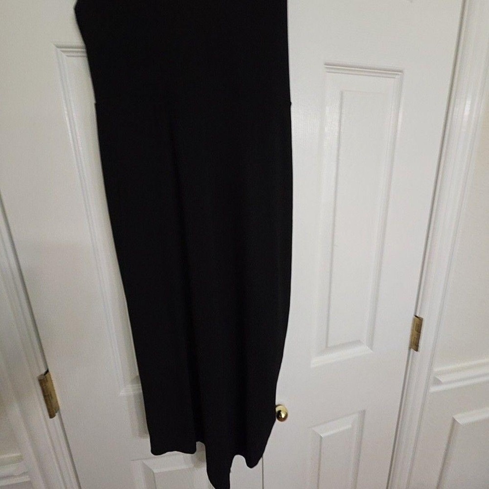 Lush Dress Womens L Black Ruched V Neck Sleeveless Midi Sheath Jersey Party - Picture 9 of 12